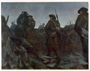 Reliefs at Dawn, from British Artists at the Front, Continuation of The Western Front, 1918